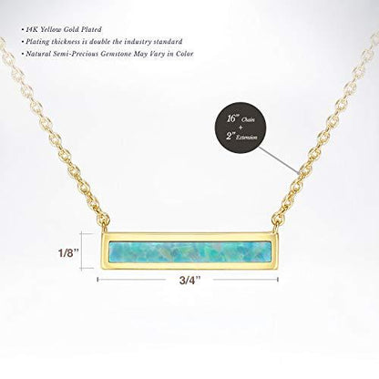 Bohemian Design Simulated Opal Bar Necklace in 18K Gold - 2 Styles ITA