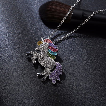 Crystal Rainbow Unicorn Necklace in 14K Gold - 2 Options