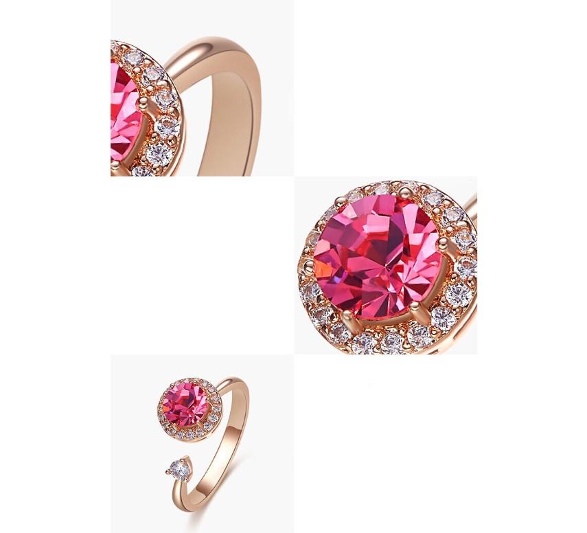 Twisted Pink Austrian Elements Circular Halo Adjustable Ring ITALY Des