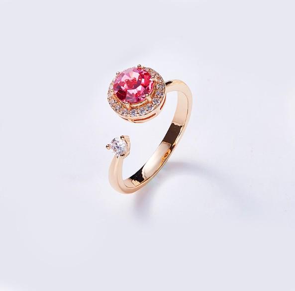 Twisted Pink Austrian Elements Circular Halo Adjustable Ring ITALY Des