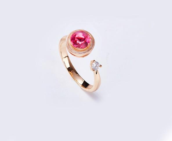 Twisted Pink Austrian Elements Circular Halo Adjustable Ring ITALY Des