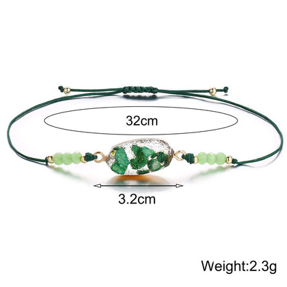 Natural Stone Green 18K Gold Plated Bracelet ITALY Design