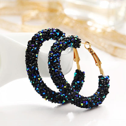 Hoop Earrings With Blue Gemstone Crystaldust-18K Gold Plated