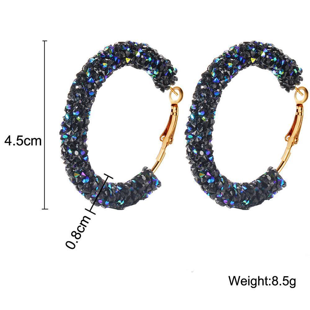 Hoop Earrings With Blue Gemstone Crystaldust-18K Gold Plated