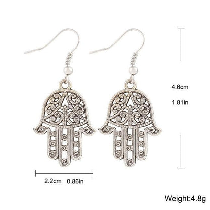 Hamsa Drop Earring 18K White Gold Plated Earring in 18K White Gold Pla