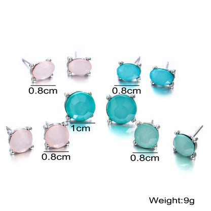 5 Piece Stud Earring 18K White Gold Plated Earring in 18K White Gold