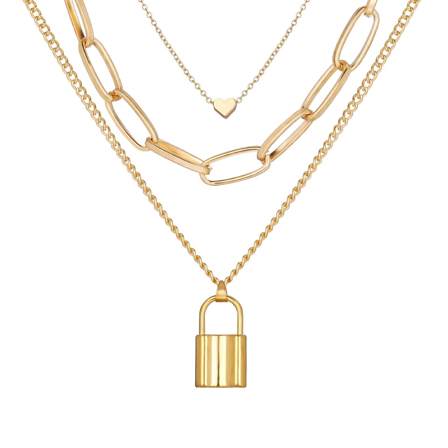 Heart Chain Lock Necklace 18K Gold Plated Necklace in 18K Gold Plated