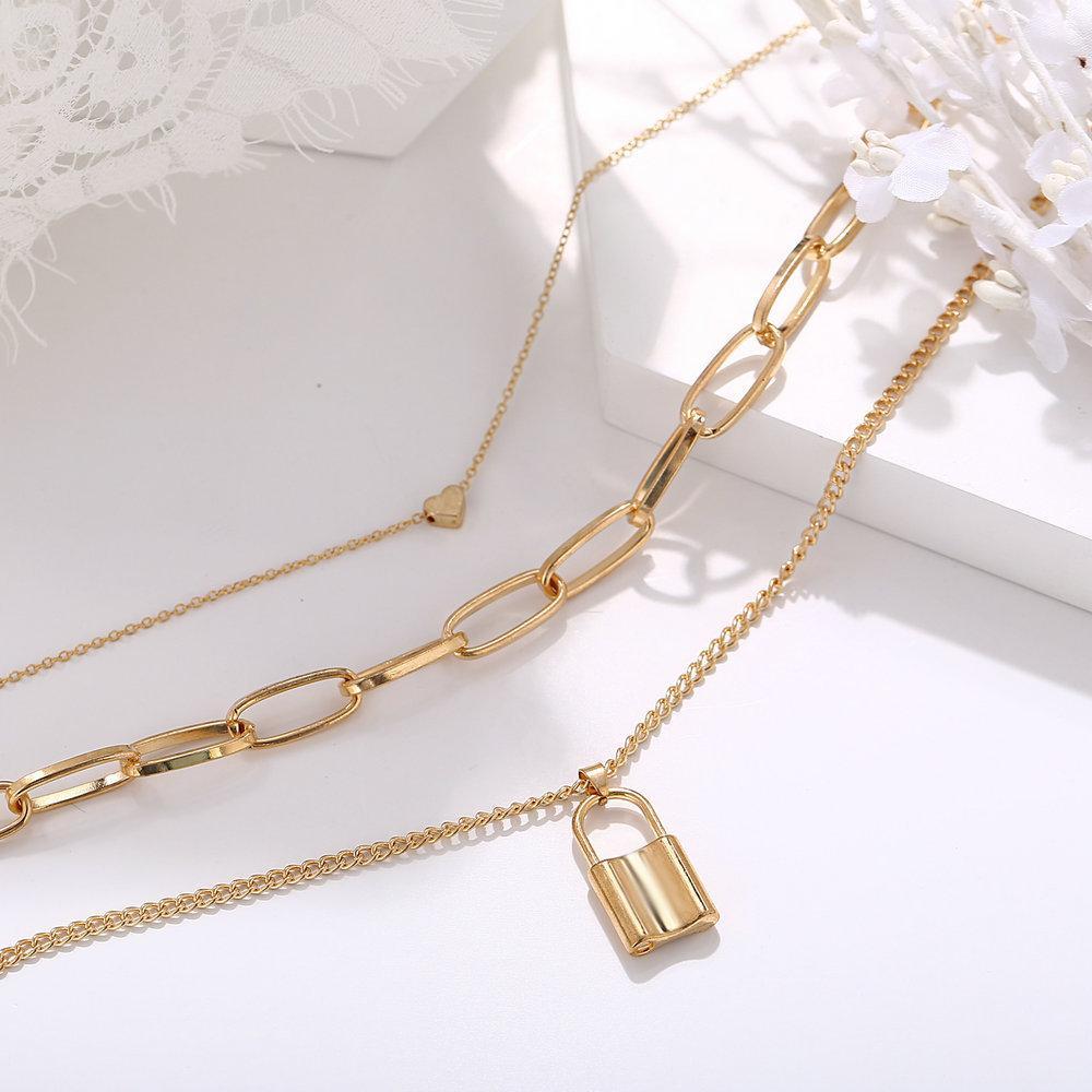 Heart Chain Lock Necklace 18K Gold Plated Necklace in 18K Gold Plated