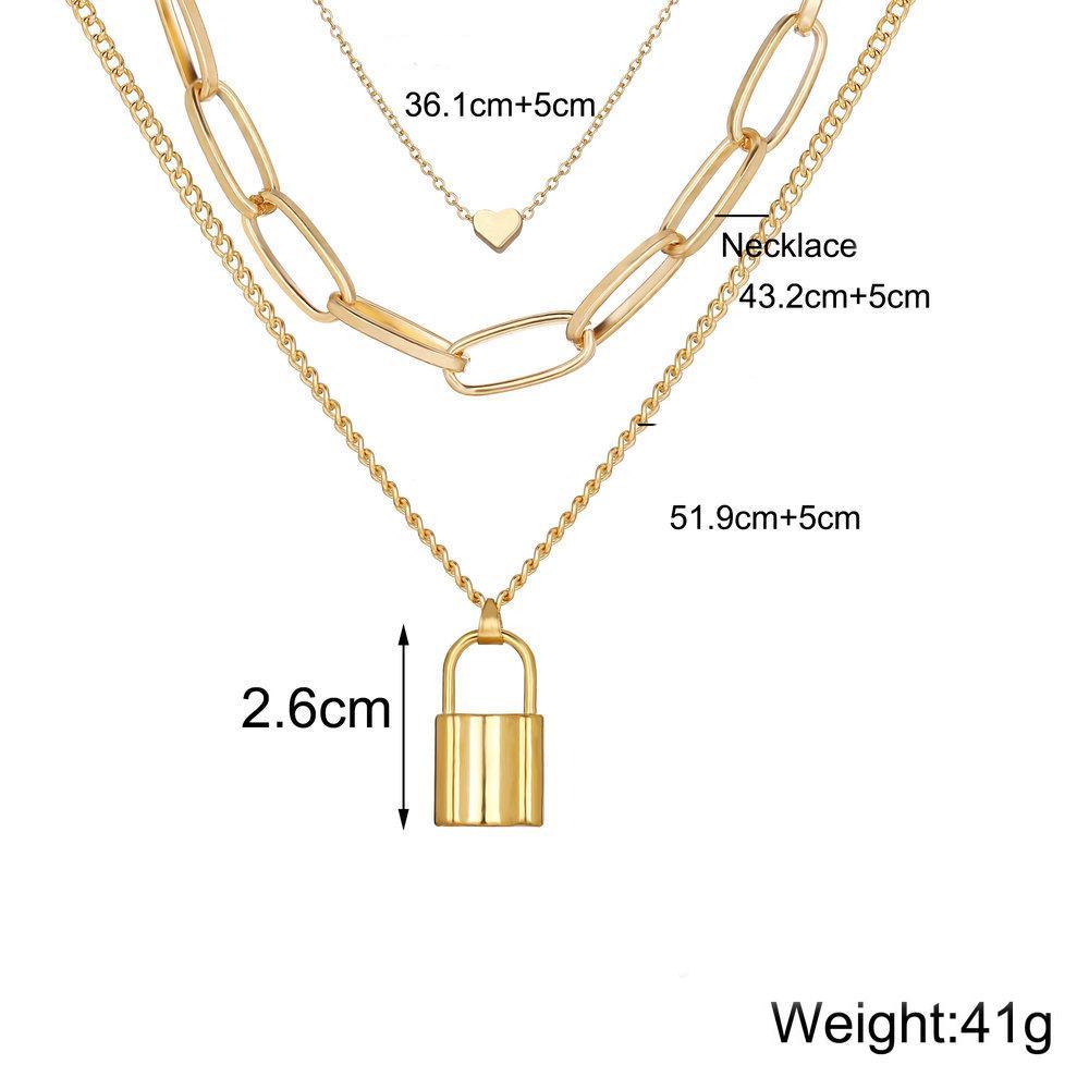 Heart Chain Lock Necklace 18K Gold Plated Necklace in 18K Gold Plated