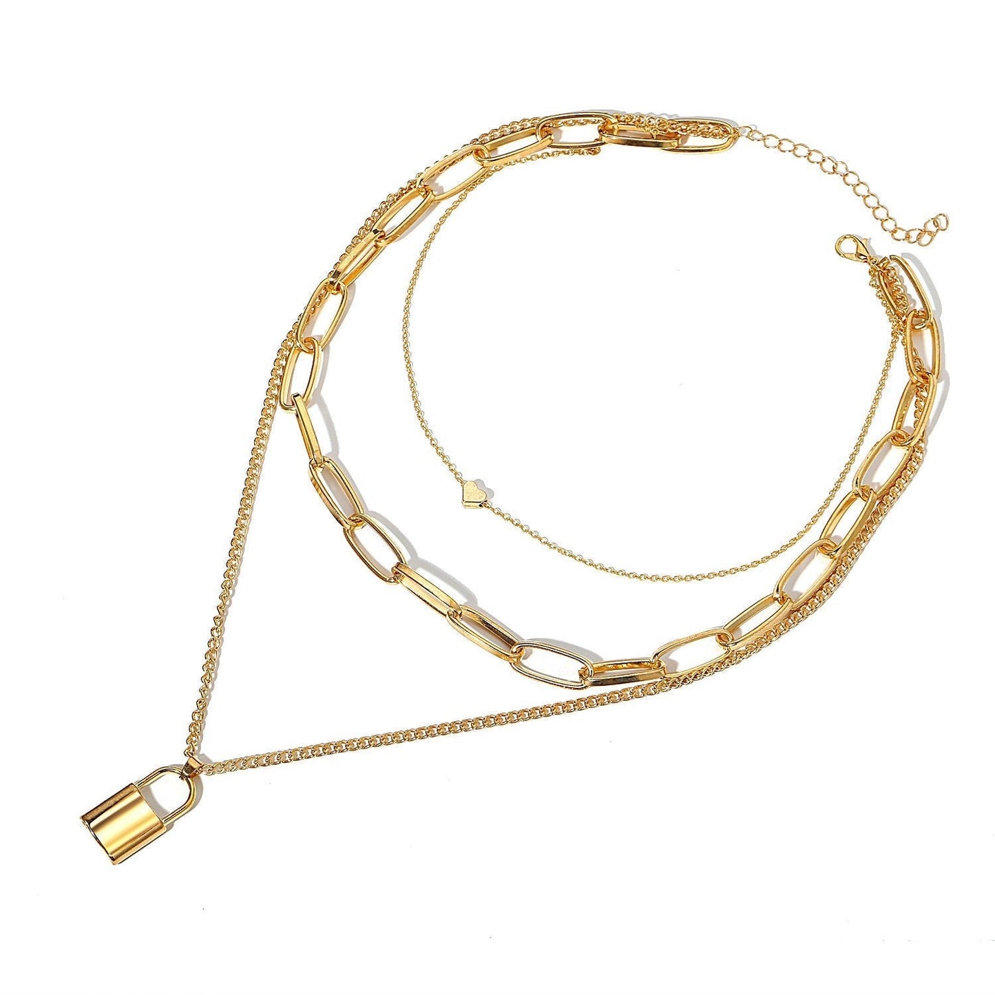 Heart Chain Lock Necklace 18K Gold Plated Necklace in 18K Gold Plated