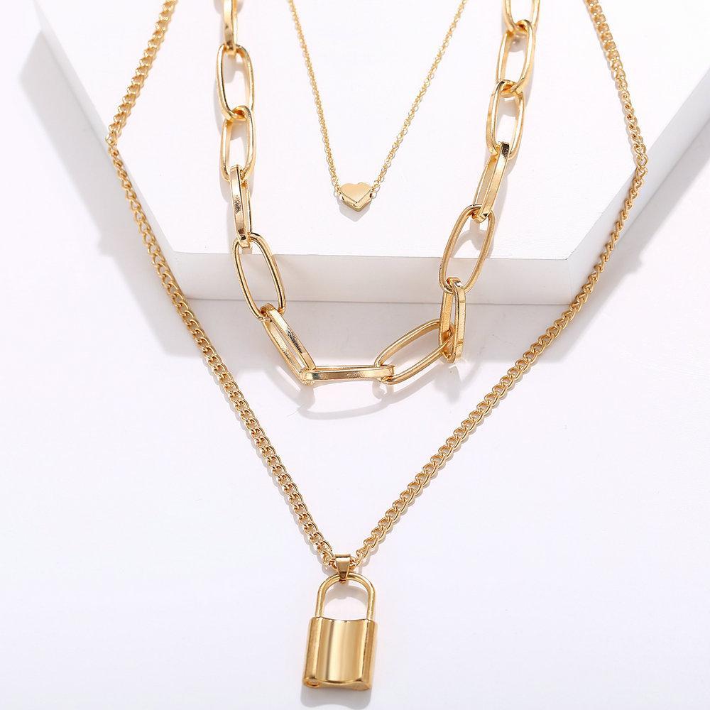 Heart Chain Lock Necklace 18K Gold Plated Necklace in 18K Gold Plated