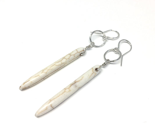 Cream Howlite Drop Earrings