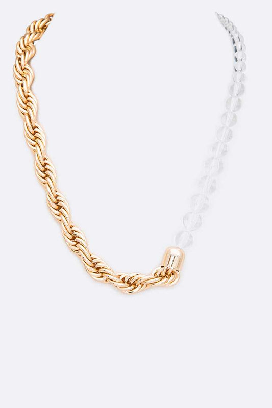 Twisted Rope Necklace | Hybrid design beaded on one side