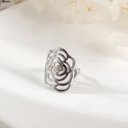 SILVER ROSE RING