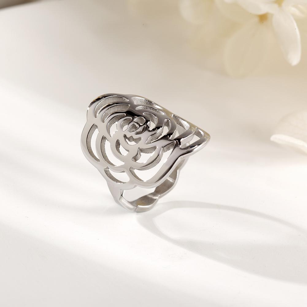 SILVER ROSE RING