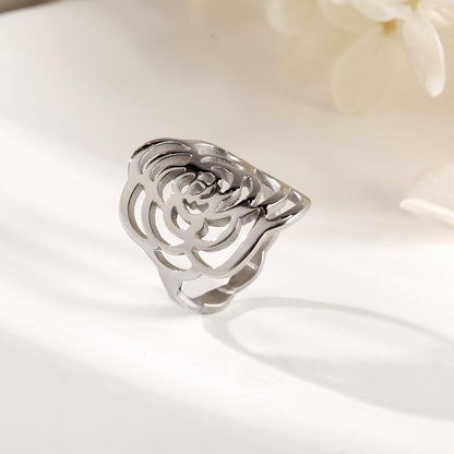 SILVER ROSE RING