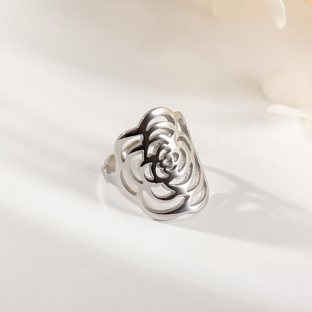 SILVER ROSE RING