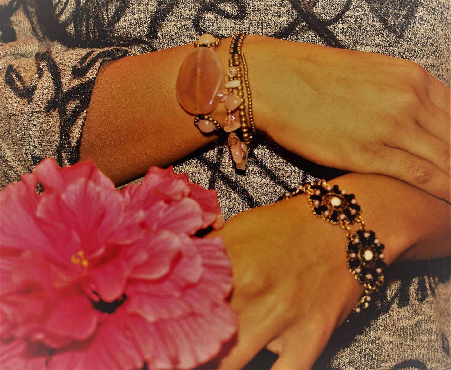 Rose Quartz & Crystals Romance Bracelet