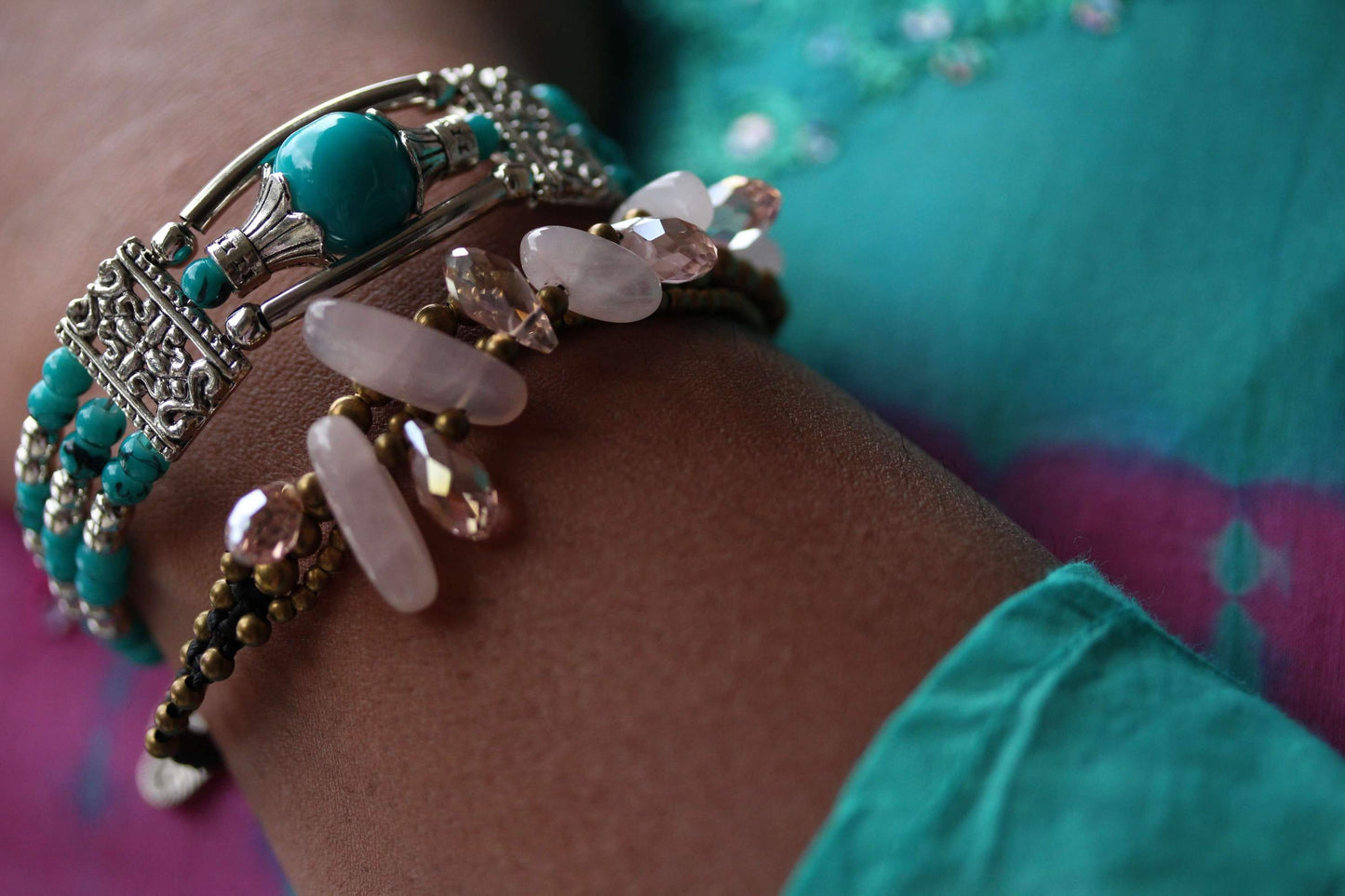 Rose Quartz & Crystals Romance Bracelet