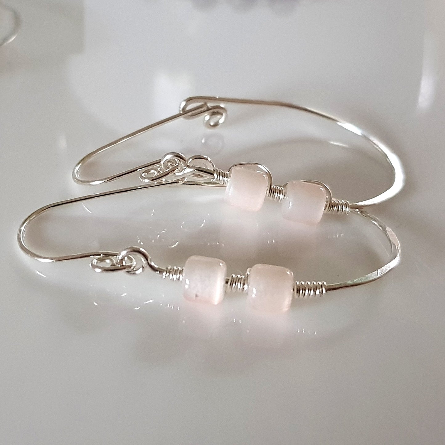 Romance in the Air Gemstone Hoop Pear Earrings | KJ-411HE | Handmade