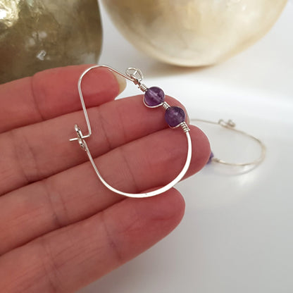 Romance in the Air Gemstone Hoop Pear Earrings | KJ-411HE | Handmade