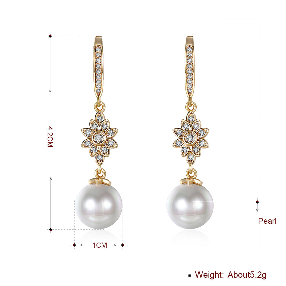 Freshwater Pearl Starburst Drop Earring in 18K Gold Plated with  Cryst