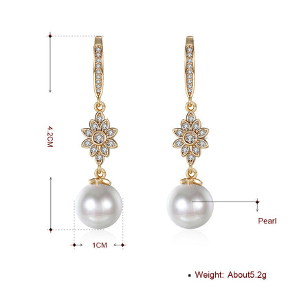 Freshwater Pearl Starburst Drop Earring in 18K Gold Plated with  Cryst