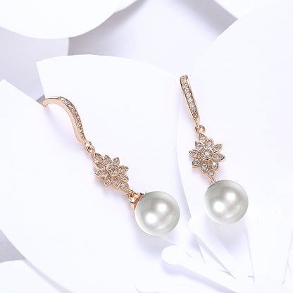 Freshwater Pearl Starburst Drop Earring in 18K Gold Plated with  Cryst