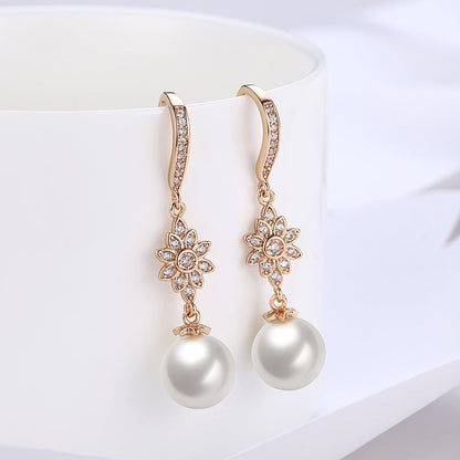 Freshwater Pearl Starburst Drop Earring in 18K Gold Plated with  Cryst