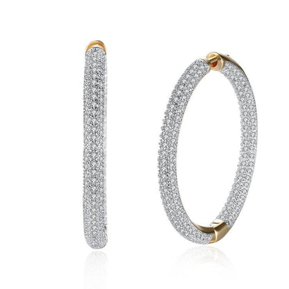 Elements Micro Pave' Hoop Earrings in 18K Gold Plated