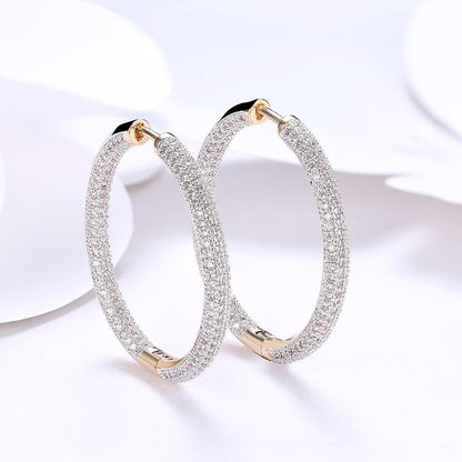 Elements Micro Pave' Hoop Earrings in 18K Gold Plated