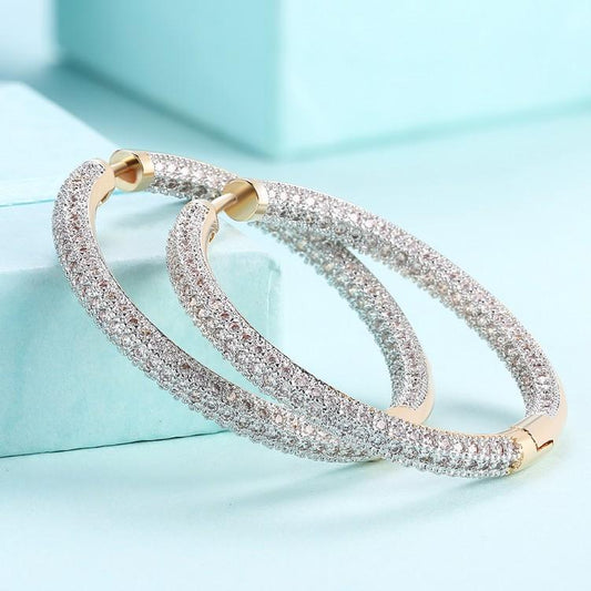 Elements Micro Pave' Hoop Earrings in 18K Gold Plated