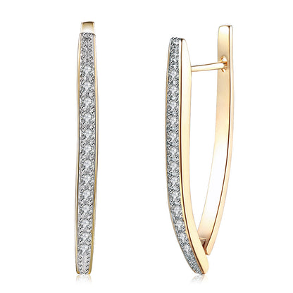 1.4" Pave Thin Pave Hoop Earring in 18K Champagne Gold Plated with  Cr