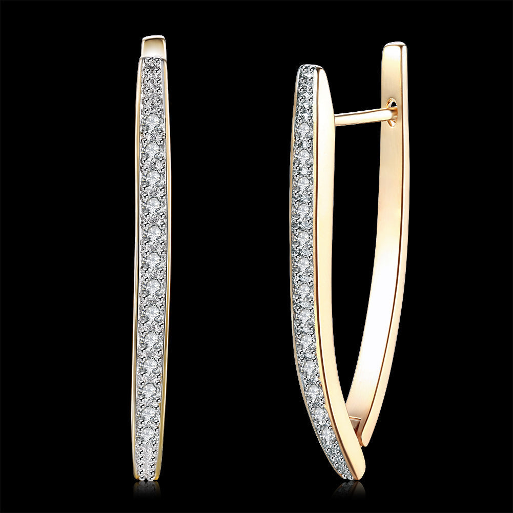 1.4" Pave Thin Pave Hoop Earring in 18K Champagne Gold Plated with  Cr