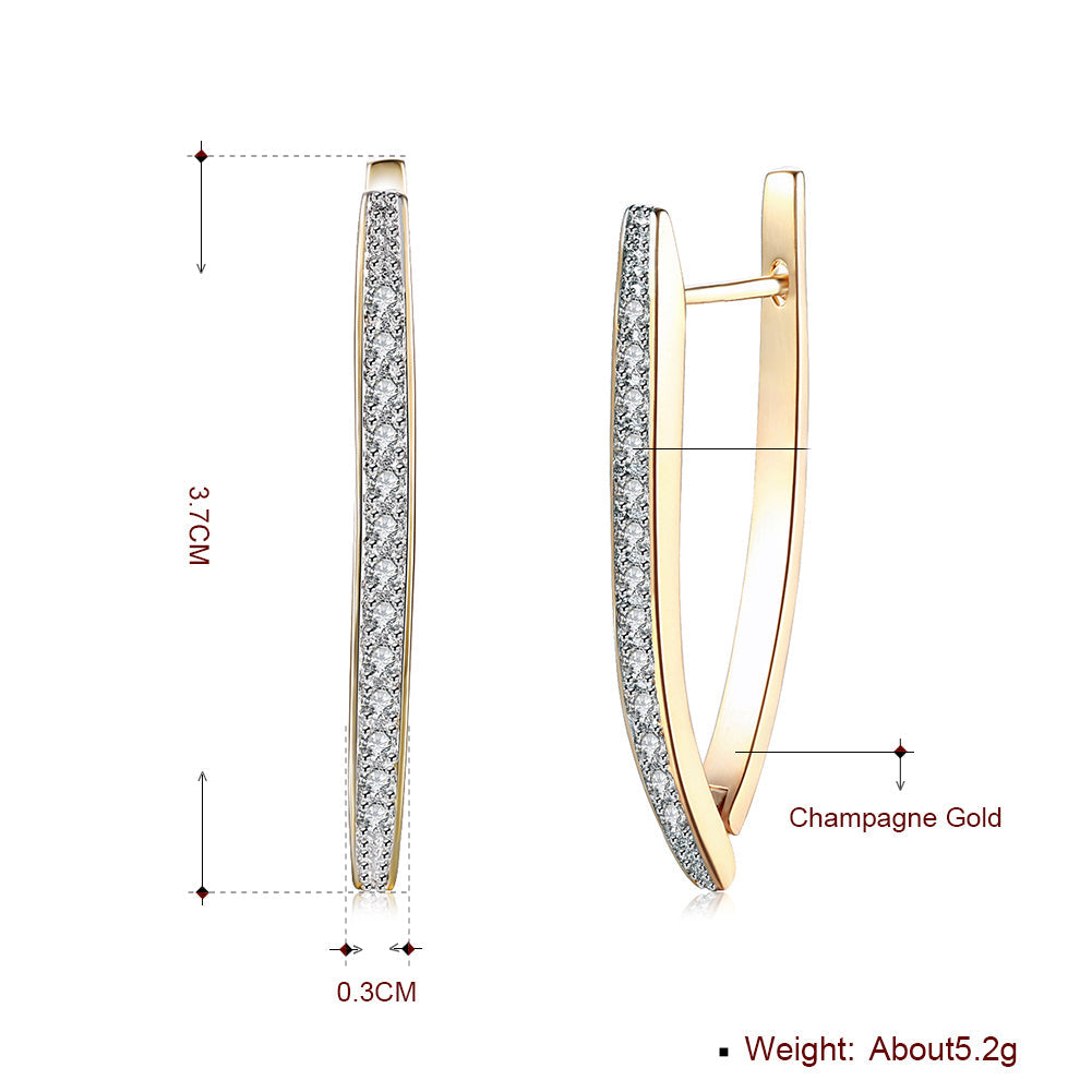 1.4" Pave Thin Pave Hoop Earring in 18K Champagne Gold Plated with  Cr