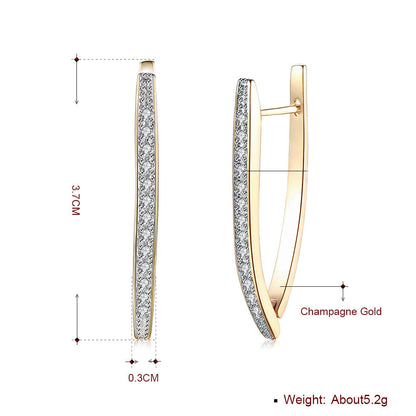 1.4" Pave Thin Pave Hoop Earring in 18K Champagne Gold Plated with  Cr