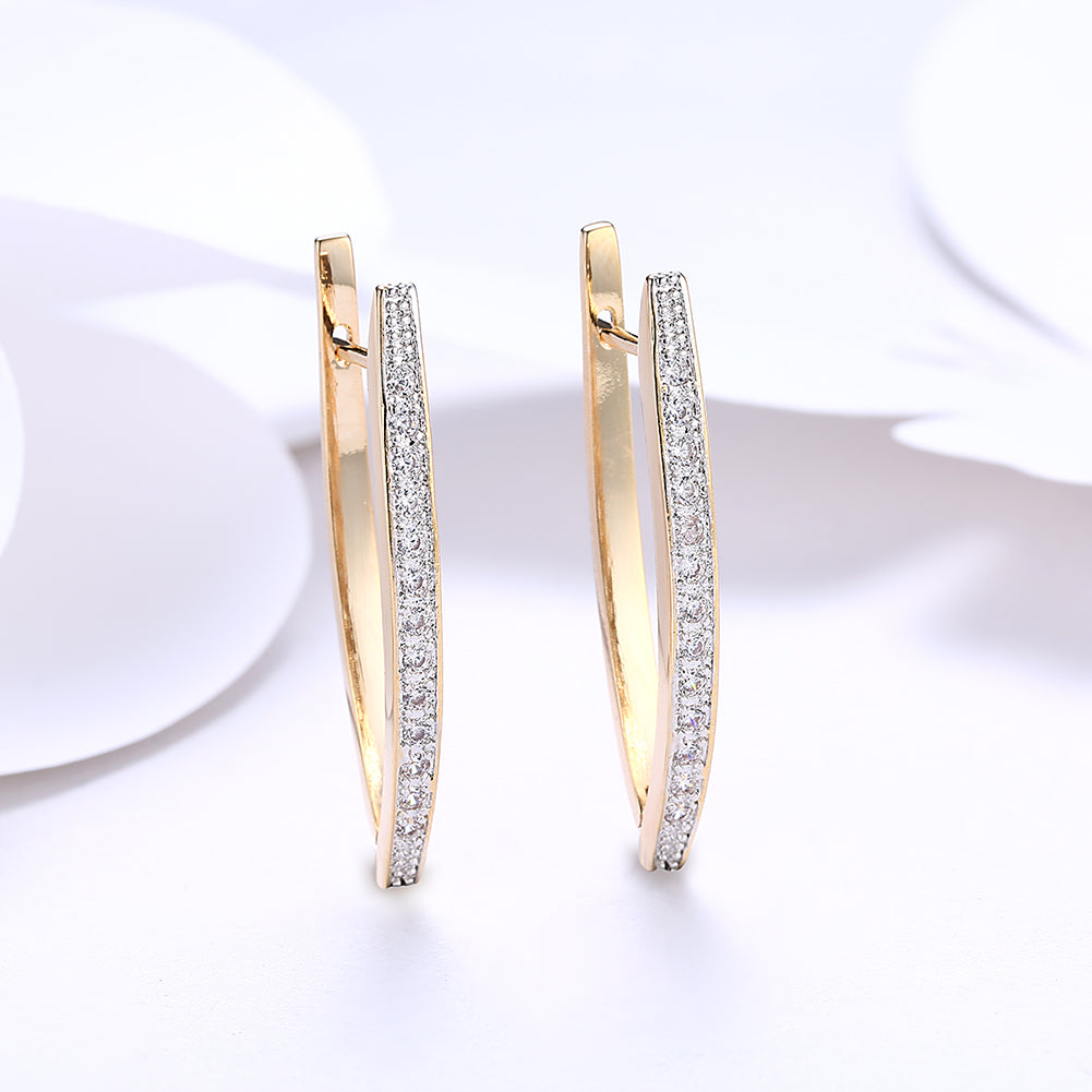 1.4" Pave Thin Pave Hoop Earring in 18K Champagne Gold Plated with  Cr