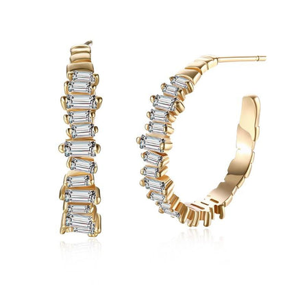 Crystal Abstract Crystal Dust Earrings Set in 18K Gold