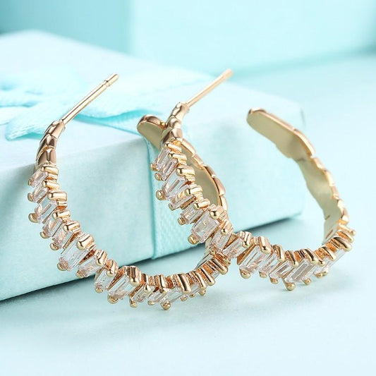 Crystal Abstract Crystal Dust Earrings Set in 18K Gold