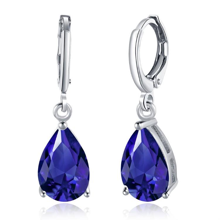 5.55 CTTW Sapphire Pear Shaped Drop Earrings Set in 18K White Gold