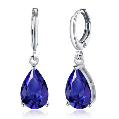 5.55 CTTW Sapphire Pear Shaped Drop Earrings Set in 18K White Gold