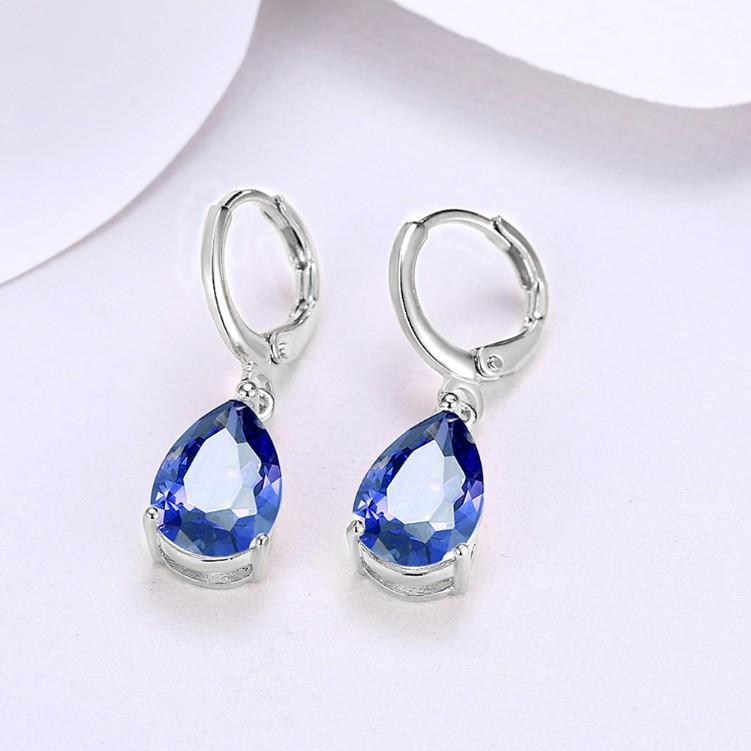 5.55 CTTW Sapphire Pear Shaped Drop Earrings Set in 18K White Gold