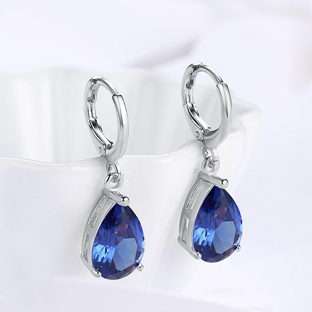 5.55 CTTW Sapphire Pear Shaped Drop Earrings Set in 18K White Gold