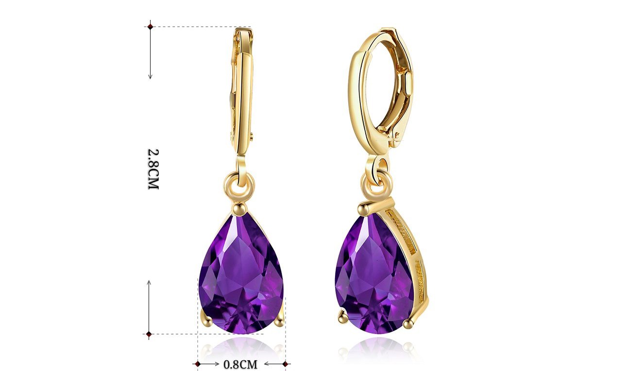 14K Gold Plating Sleek Elements Pear Cut Drop Earrings - 3 Options Ava