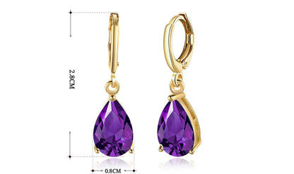 14K Gold Plating Sleek Elements Pear Cut Drop Earrings - 3 Options Ava