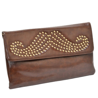 Moustache Studded Crossbody Clutch