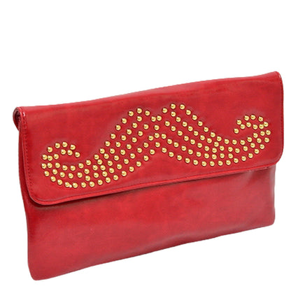 Moustache Studded Crossbody Clutch