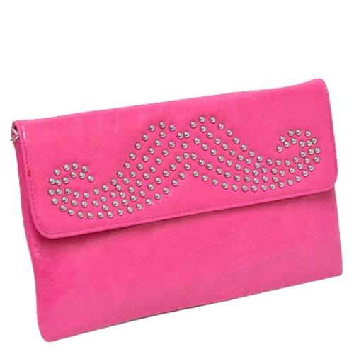 Moustache Studded Crossbody Clutch