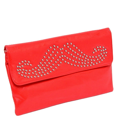 Moustache Studded Crossbody Clutch