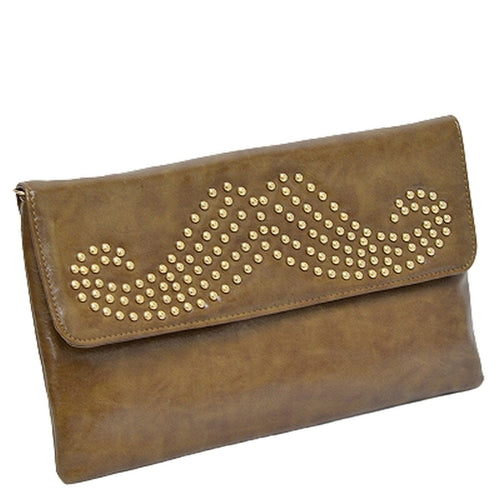 Moustache Studded Crossbody Clutch